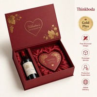 Boîte cadeau magnétique personnalisée pour vin et chocolat, emballage rigide en papier pour bouteille de vin rouge, kit chocolat en forme de cœur, vente en gros