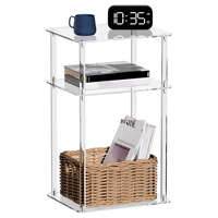 Mesa Transparente de Acrílico, Moderna y Minimalista, con Marco Transparente, para Sala de Estar, Dormitorio, Mesa de Centro, Almacenamiento Multicapa, Mesa Pequeña