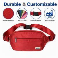 Sac banane BSCI personnalisé avec logo, sac de ceinture en nylon, sac bandoulière, sac de hanche, vente en gros, fabricant OEM