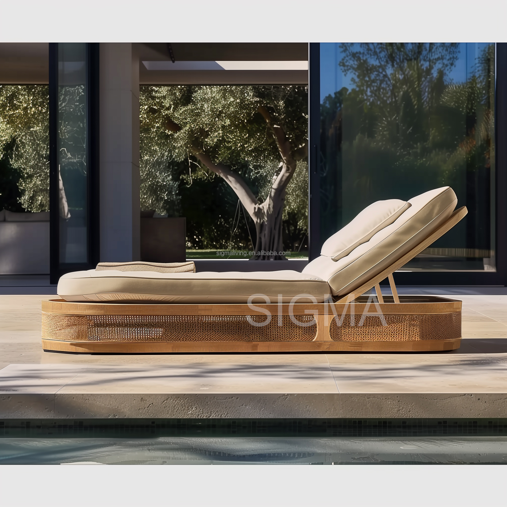 2025 Jinhua Sigma Funiture Luxury Garden Sofa Set Outdoor Patio Furniture Teak Solid Wood Teslin Hotels Villas Parks