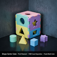 Cubo clasificador de formas geométricas impreso en 3D con tecnología FDM, juguete educativo de bloques multiforma para el aprendizaje infantil, OEM personalizado
