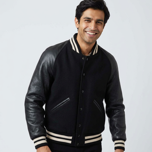 Men's Women's Casual Winter Varsity Jackets Wool Body <b>Leather</b> Sleeves Heated Letterman Design CollegeBaseballjacket for men - Product Image 1