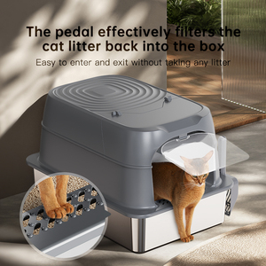 XXXL 65x45CM 120L Extra Large High Sided Stainless Steel Plastic Eco Friendly <strong>Square</strong> <strong>Cat</strong> Litter Box Fully Closed Easy Clean - Product Image 3