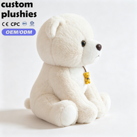 Vente flash - Ours en peluche aux grands yeux doux et mignons, ours blanc crème assis avec pendentif, cadeau de vacances pour enfants