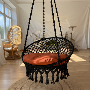 Silla colgante de macramé, Silla hamaca para interiores, Silla colgante de macramé, Columpio para interiores - Product Image 1