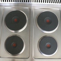 Peralatan Dapur Elektrik Stainless Steel, Kompor Elektrik 6 Tungku Stainless Steel Komersial, Alat Masak Elektrik dengan Oven dan Kabinet
