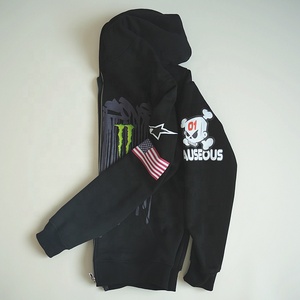 Sweat à capuche personnalisé par les fabricants, motif DTF, sweat à capuche décontracté, sweat à capuche à fermeture éclair pour <span class=keywords><strong>homme</strong></span>, lavage à l'eau sale - Product Image 2