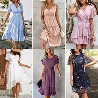 Vente en Gros Liquidation 2025 Robe T-Shirt Décontractée en Coton pour Femme, Assortiment Aléatoire Vêtements en Stock