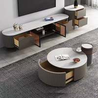 Table basse de style italien, luxe léger, en pierre, combinaison de meubles de salon, table basse moderne en marbre
