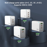 Le nouveau chargeur USB Gan 65W tendance définit un chargeur de type C + type a à trois ports avec un câble de 60W pour dispositif de charge d'alimentation
