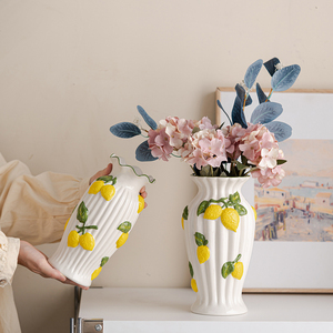 Jarrón Decorativo de Cerámica Creativo y Ecológico de Estilo Moderno Contemporáneo con Diseño de Limón, Jarrón para Flores Secas para Decoración del Hogar - Product Image 4