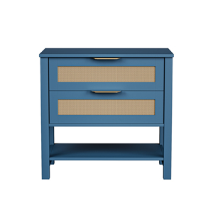<b>Rattan</b> Nightstand With 2 Drawers And Storage Shelf Boho <b>Bedside</b> <b>Table</b> For Bedroom - Product Image 1