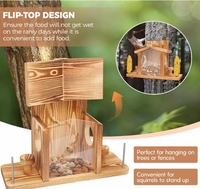 Vente chaude Durable En Bois Écureuil Maison Style Classique Personnalisé Naturel À L'extérieur Écureuil Mangeoires Écologique Solide Motif