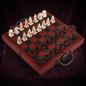Échiquier pliant en bois 3D antique en terre cuite de Xi'an avec pièces d'échecs, cadeau - Product Image 3