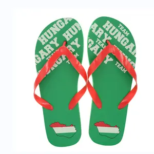 Dekorasi permainan sepak bola kustom sandal jepit kualitas tinggi produk kipas bola sepak Hungaria Flip Flop dengan warna bendera nasional