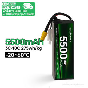 แบตเตอรี่ลิเธียมไอออน CE Wholesale 5500mAh 50C สำหรับโดรน RC ควอดคอปเตอร์ เฮลิคอปเตอร์ รถยนต์ เรือ อะไหล่พร้อมปลั๊ก XT60/XT30 - Product Image 1