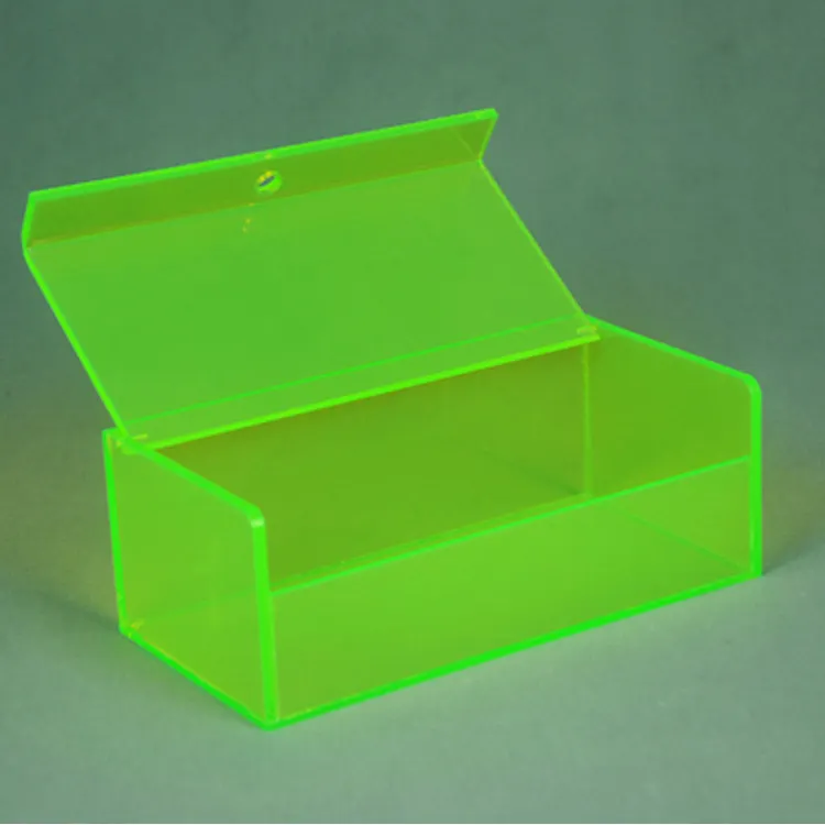 Benutzer definierte Form grün blau neonrosa fluor zierende Neon boxen mit Flip-Deckel transparente kleine Acryl Plexiglas Neon Acryl Box
