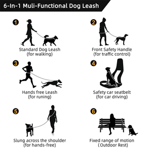 방수 오렌지 및 그레이 PVC 칼라 및 가죽 끈 세트 6-in-1 멀티 기능성 개 가죽 끈 큰 개 체인 칼라 및 가죽 끈 - Product Image 5