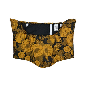 Corset amincissant noir et or à motif floral avec baleines et fermeture auto-agrippante en polyester - Product Image 3
