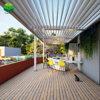Pergola moderne de luxe avec toit motorisé à lames solaires, conception de couverture, gazebo extérieur avec moteur