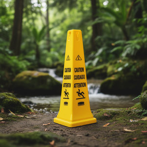 Cono de Seguridad Multilingüe Amarillo, Señal de Precaución para Piso Mojado, 30 Pulgadas de Altura, Cono de Advertencia de Riesgo de Resbalones - Product Image 3