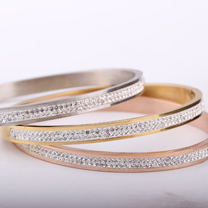 Pulsera de Diamantes de 6MM en Acero Dorado y Oro Rosa, Corte Brillante Redondo Cultivado en Laboratorio, Joyería para Uso Diario Femenino SU1025 - Product Image 5