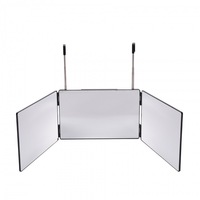 Miroir de Maquillage Pliant Réglable et Réversible à Trois Volets en ABS et Aluminium avec LED pour Salon de Beauté - Vente Transfrontalière