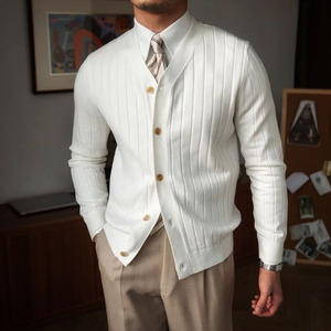 Cardigan Lavorato a <span class=keywords><strong>Maglia</strong></span> a Maniche Lunghe da Uomo per Autunno Inverno, Casual con Scollo a V e Bottoni, Tinta Unita - Product Image 2