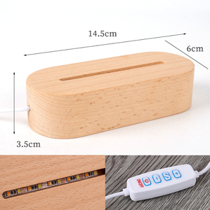 Luz de noche 3D, diseño nórdico, Base USB ovalada redonda, lámpara de escritorio, Base LED de madera para placa acrílica, luz de noche - Product Image 4