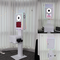 Photobooth iPad le plus populaire avec livraison rapide, éclairage RGB avant et arrière, flash intégré, réflecteur et étagère pour imprimante