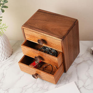 デスクトップタイプのリビングルーム寝室用モダンシンプルデザイン12L容量収納雑貨木製ジュエリーボックス引き出し - Product Image 4