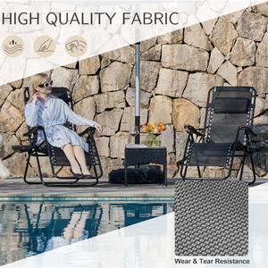 Kursi Zero Gravity Portabel, Kursi Santai Lipat untuk Berkemah, Teras, dengan Tempat Minum, Bantal yang Dapat Disesuaikan, untuk Pinggir Kolam Renang, Halaman Belakang, dan Rumput - Product Image 3