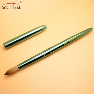 2023 nouveau Kolinsky acrylique brosse à ongles Logo personnalisé vert métal poignée <span class=keywords><strong>ronde</strong></span> tête sertie pinceaux à ongles pour ongles en acrylique - Product Image 5