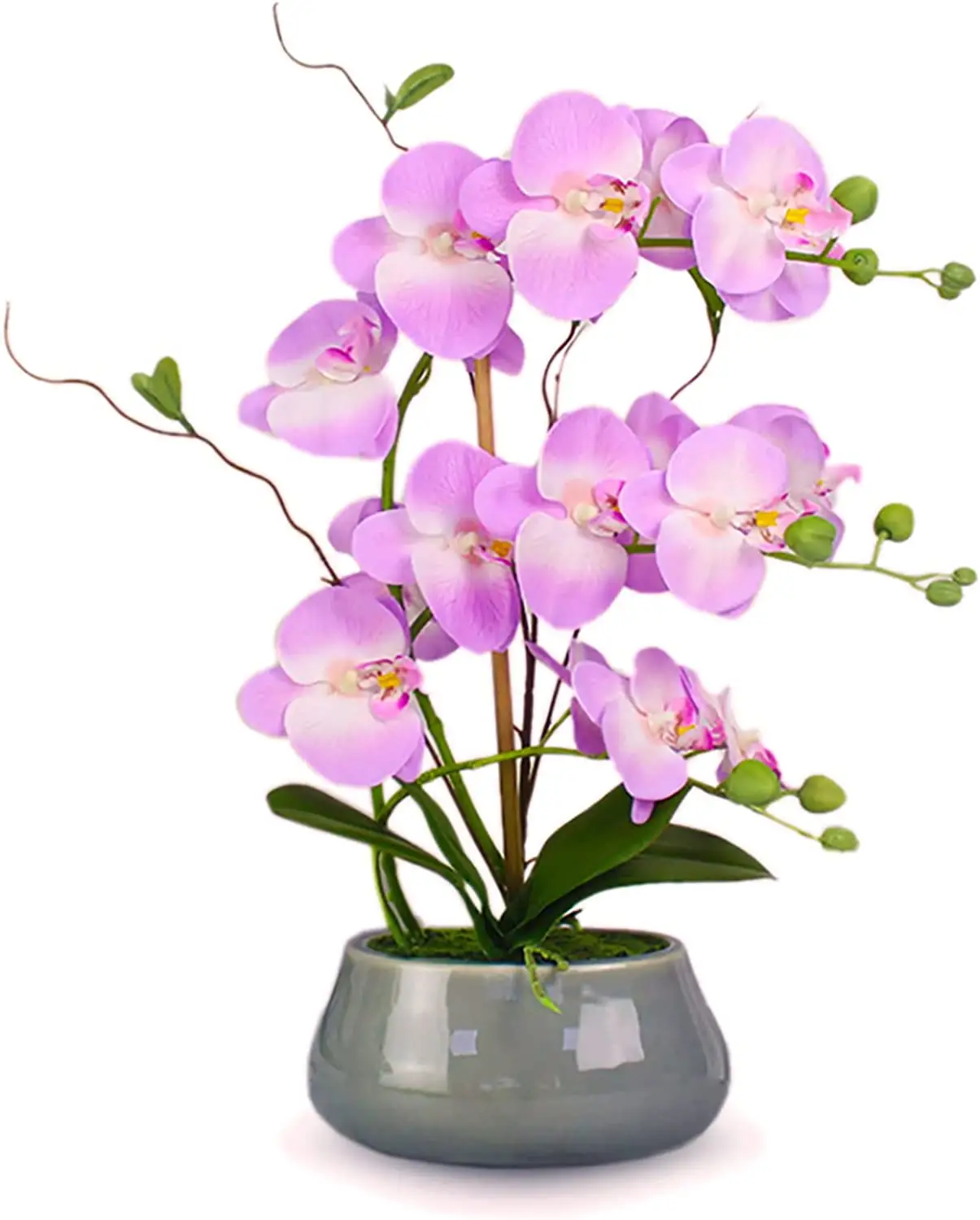 Orchidee künstliche Blumen graue Vase groß für Esstisch Blumen Mittelstücke Innen dekor hell lila Seide künstliche Blumen