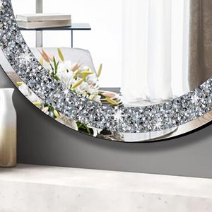 Modern <b>Glass</b> Mirrored Rectangle <b>Console</b> <b>Table</b> Removable Wall Mirror 3D Crushed Diamond Design Home Furniture Living Room Bedroom - Product Image 1