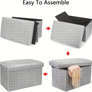 Banco de zapatos largo plegable, reposapiés, banco de almacenamiento plegable, caja de almacenamiento duradera otomana