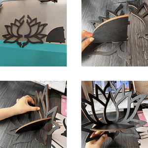 Étagère murale en bois en forme de fleur de lotus pour la décoration intérieure, présentoir d'<span class=keywords><strong>angle</strong></span>, porte-bougie en cristal, support mural artistique pour salle de yoga et de méditation - Product Image 4