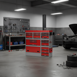 Armoire de rangement d'outils 5006 E8 rouge en métal, organiseur d'atelier robuste avec système de tiroirs pour usage automobile - Product Image 3