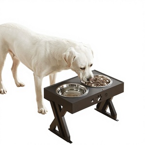 Mangeoire pour chiens à hauteur réglable, design moderne, double bols en acier inoxydable, motif uni, fonction automatique - Product Image 1