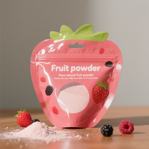 Stampa personalizzata modello carino <span class=keywords><strong>rosa</strong></span> lucido finitura speciale a forma di finestra rotonda trasparente per frutta fragola polvere Mylar borsa - Product Image 2