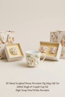 Set Cangkir Kopi Premium 3D Relief Motif Bunga, Desain Bunga Buatan Tangan, Cangkir Porselen Mewah Dengan Piring, Hadiah Ulang Tahun Elegan