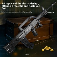 Modelo de Bloques de Construcción del Rifle de Asalto AK-47, Pieza de Exhibición de Arma, Ensamblaje de Partículas Pequeñas, 40 Piezas de Plástico