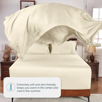 Draps en bambou en gros, lot de 4 draps plats rayés, 100% fibre de bambou, draps de lit naturels doux et rafraîchissants