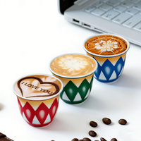 Lot de 6/12 tasses à café arabes en céramique de 60 ml, sans BPA, résistantes à la chaleur, idéales pour cafés et restaurants