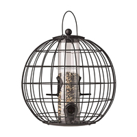 Mangeoire à oiseaux anti-écureuils, diamètre 30xH31,5 cm, cage suspendue en métal pour jardin extérieur