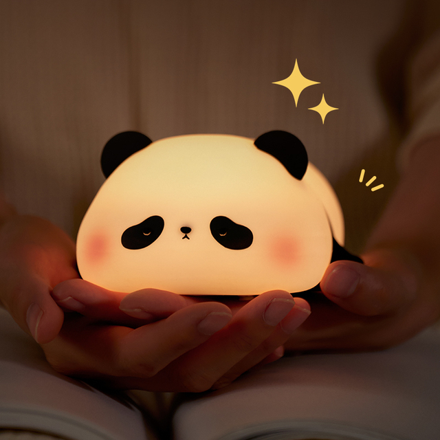Factory Customization Mini Panda Silicone USB Rechargeable Dimmable Warm White LED Modern Design Table Night Light for Kids Room