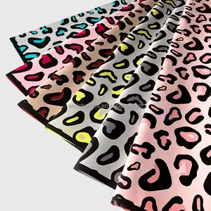 Kertas pembungkus motif macan tutul desain pola sapi langsung pabrik kertas bunga cetak zebra hewan 20 buah/tas kertas kerajinan