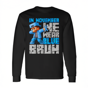 Camiseta de manga larga con cuello redondo para adultos, unisex, con estampado digital, Blue Circle Diabetes Support Walk Run - Product Image 2