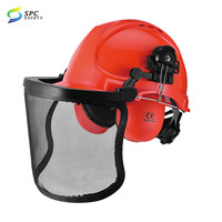 Équipement de protection de la tête, écran facial en maille, protège-oreilles, casque de sécurité rouge pour la foresterie, casque de sécurité pour tronçonneuse, équipement de sécurité pour tronçonneuse et débroussailleuse