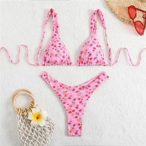 Maillot de bain imprimé numérique personnalisé en usine, bikini triangle fendu pour femme, maillot de bain femme en promotion - Product Image 2